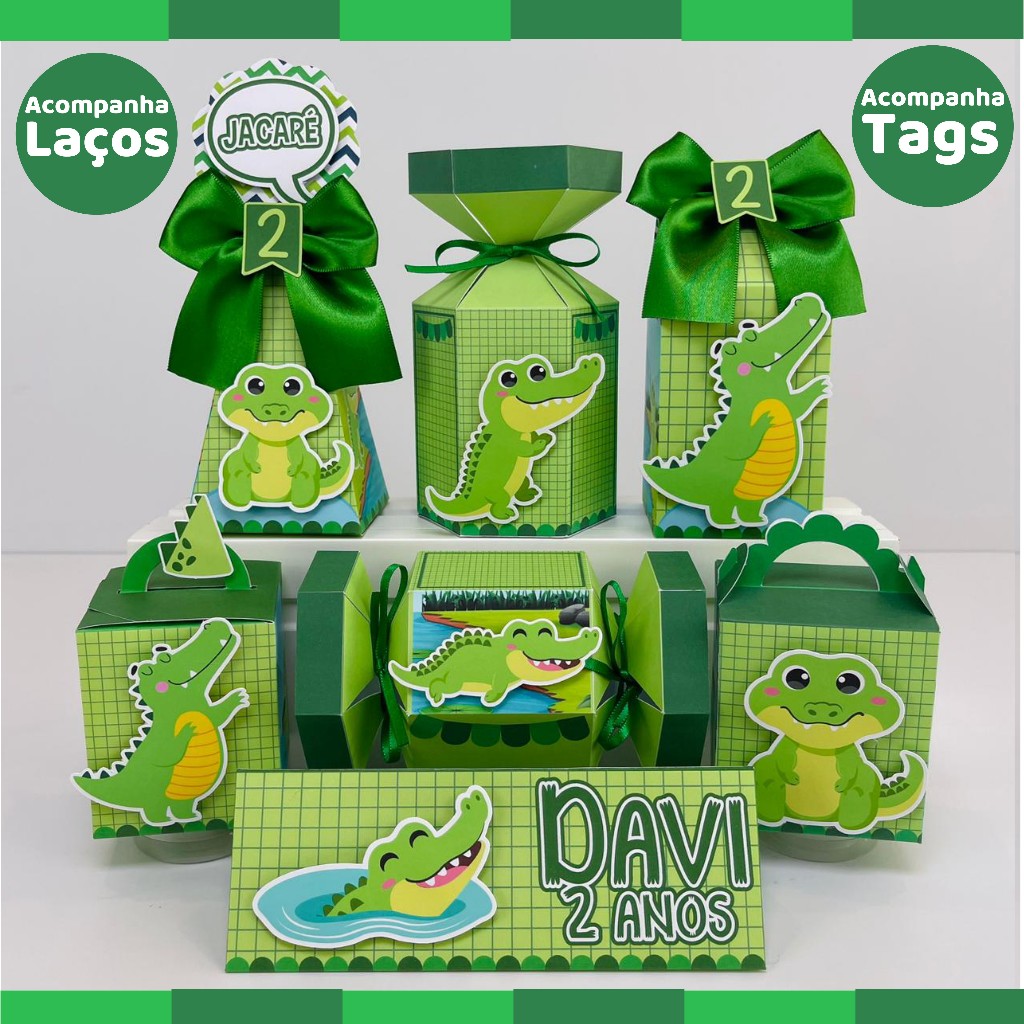 kit festa Pegue e Monte de aniversário Jacaré lembrancinha personalizada