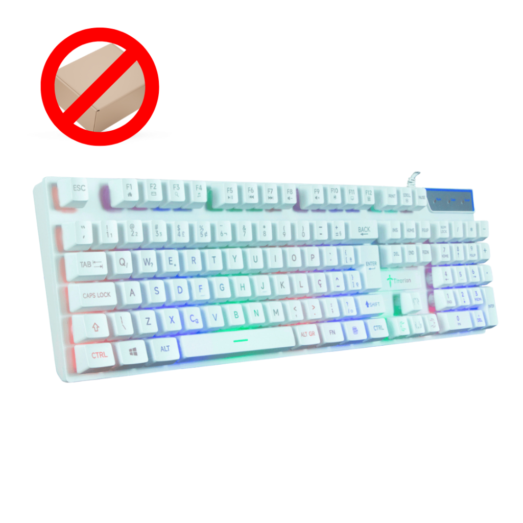 Teclado Gamer Semi Mecânico 100% com Fio Branco Abnt2 Usb Rgb Computador Videogame - SEM CAIXA