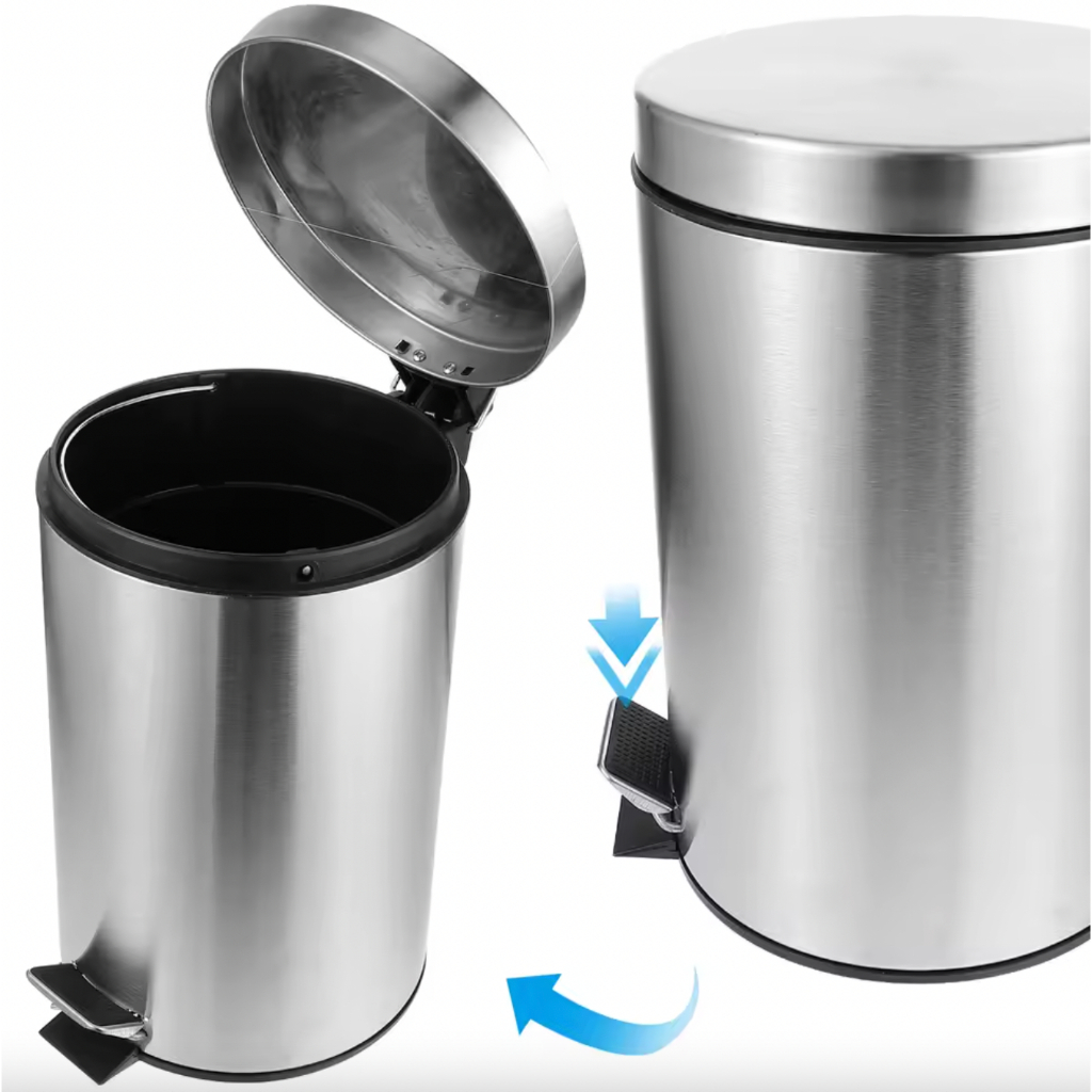Lixeira de Aço Inox 5 Litros com Pedal Antiderrapante Balde Interno Removivel Alça de Transporte — imagem 2 de 2