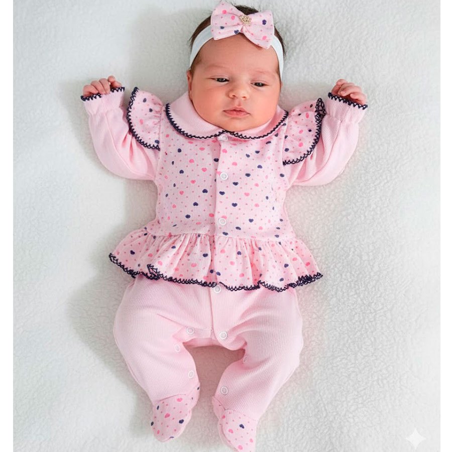 Macacão Manga Longa Bebê Menina Doce Sonho Yasmin Confortável Babadinho em Oferta na Shopee