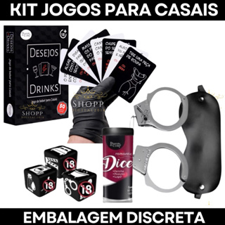 Kit Casal Sex Shop Baralho erótico Desejos e Drinks + Dados Eróticos + Venda tapa Olhos + Algema em Oferta na Shopee