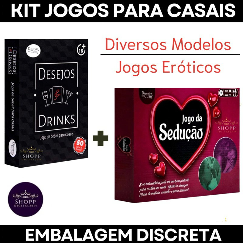 Kit jogo erótico casal baralho Desejos e Drinks jogo de cartas + Jogo de Tabuleiro Sedução Sex Shop em Oferta na Shopee