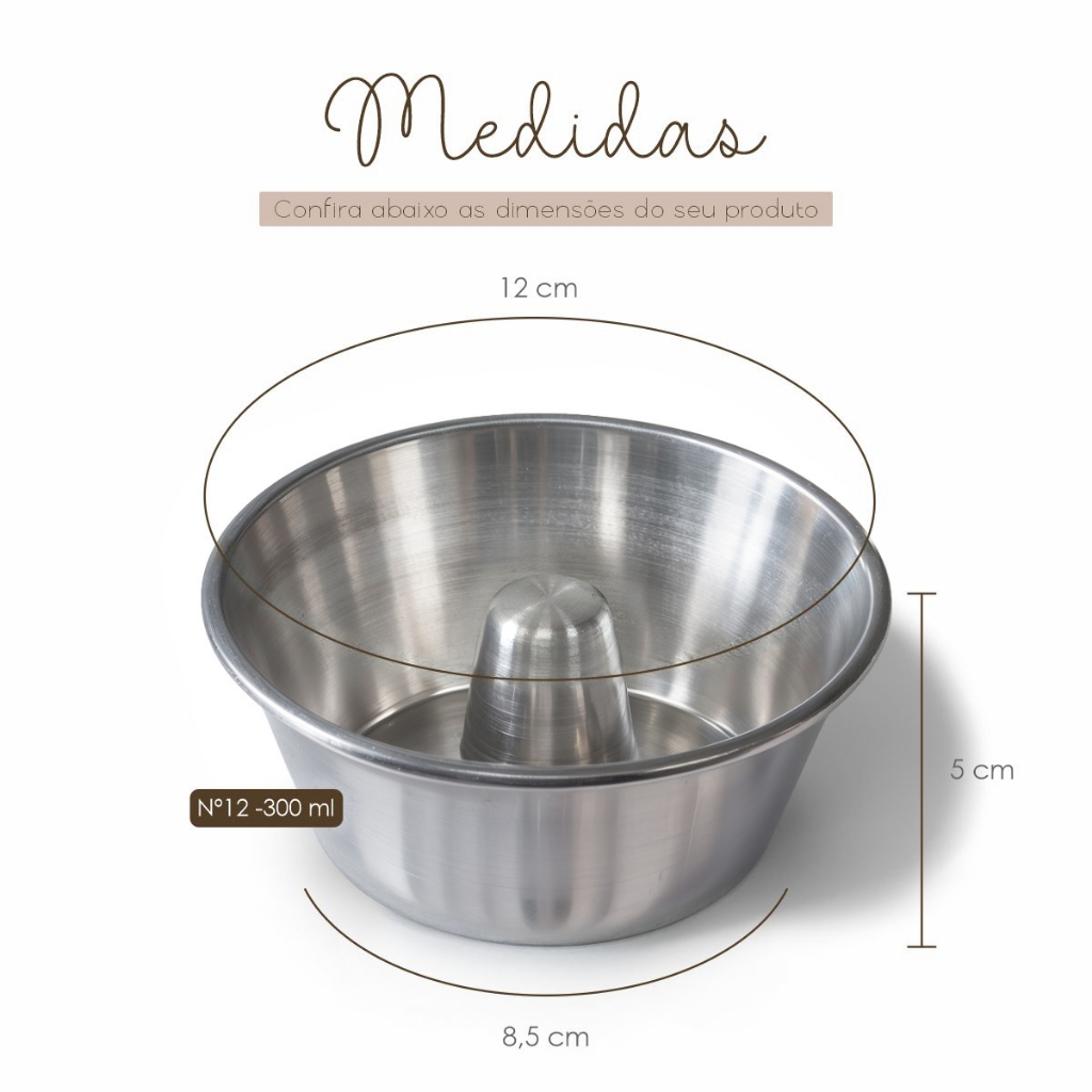 Kit 12 Formas Mini Nº12 300ml De Pudim E Bolo Vulcão Alumínio