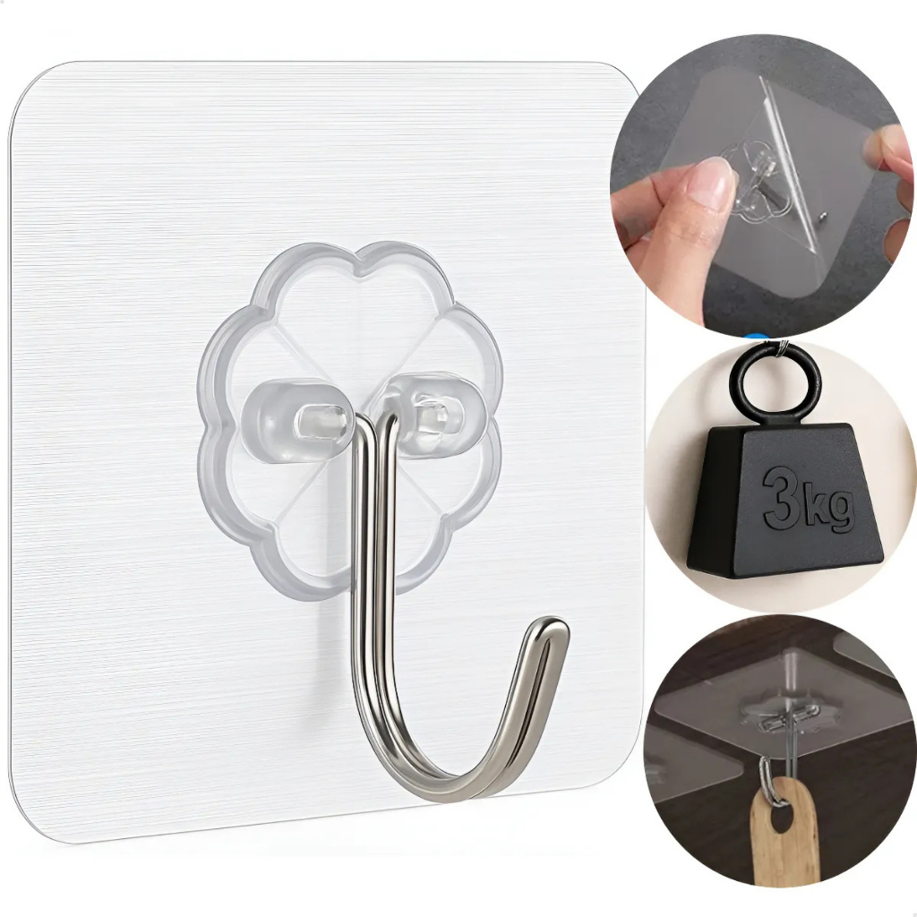 Ganchos Adesivos à Prova d’Água para Parede – Sem Pregos, Super Resistentes para Banheiro e Cozinha – Kits com 12 ou 24 em Oferta na Shopee