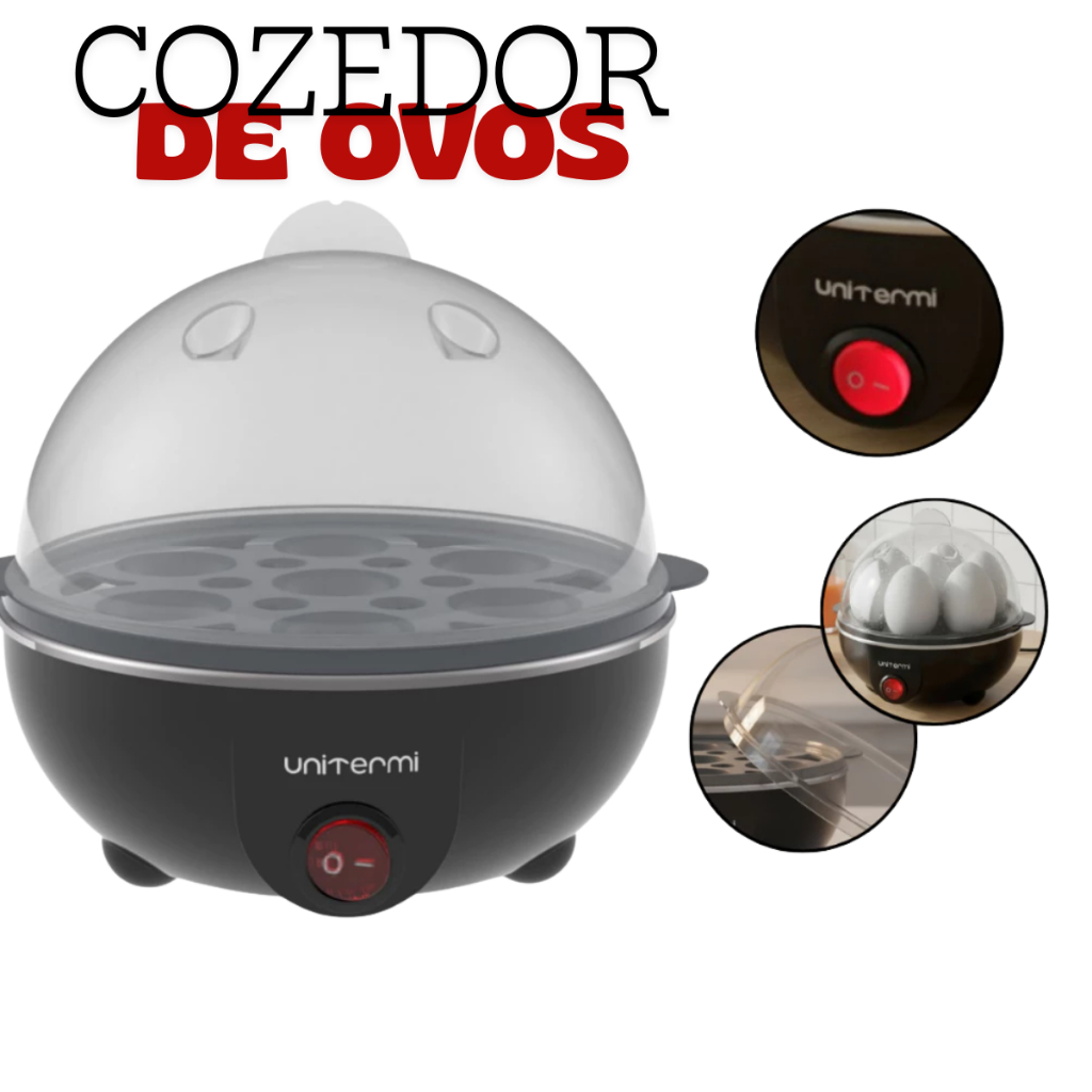 Cozedor De Ovos Elétrico Portátil a Vapor 220 volts Para 7 Ovos Unitermi Rapido e Pratico