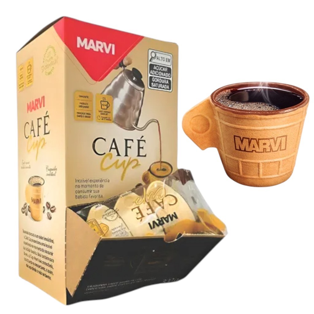 Xícara Casquinha Café Cup com Chocolate Comestível Marvi — Display Canguru com 30 Unid em Oferta na Shopee