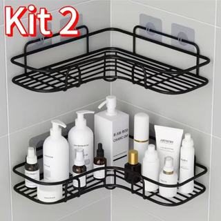 Kit 1/2/4 Prateleiras para Banheiro com Suporte e Alto Adesivos – Organizador de Shampoo, Sabonete, Cozinha e Lavanderia em Oferta na Shopee
