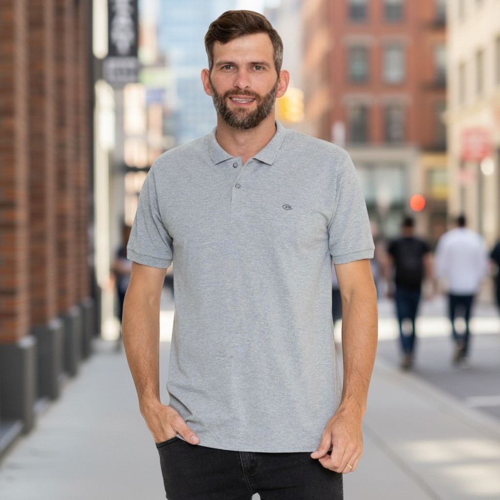 Camiseta Gola Polo Masculina Malha Piquet Bordado Básica Lisa Casual Trabalho Social Confortável