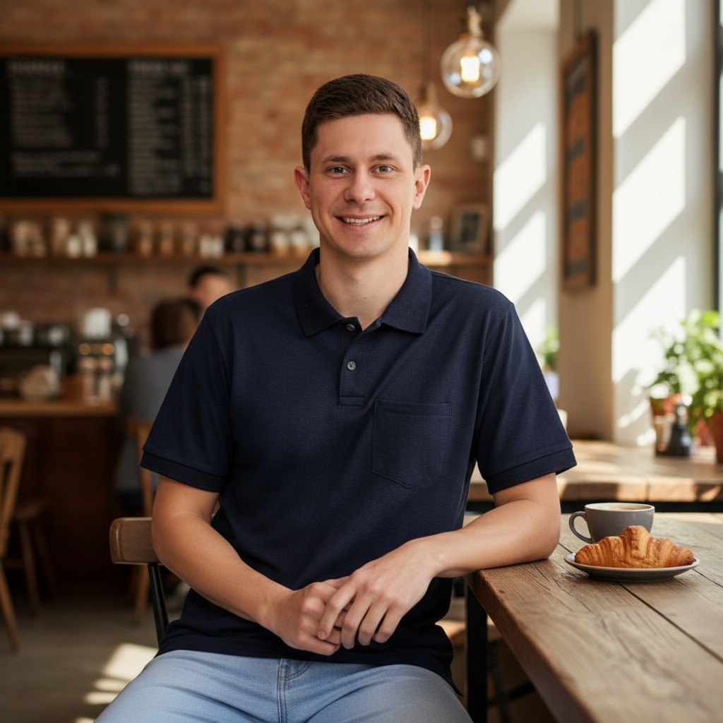 Camiseta Gola Polo Masculina Malha Piquet com Bolso Bordado Social CasualTrabalho