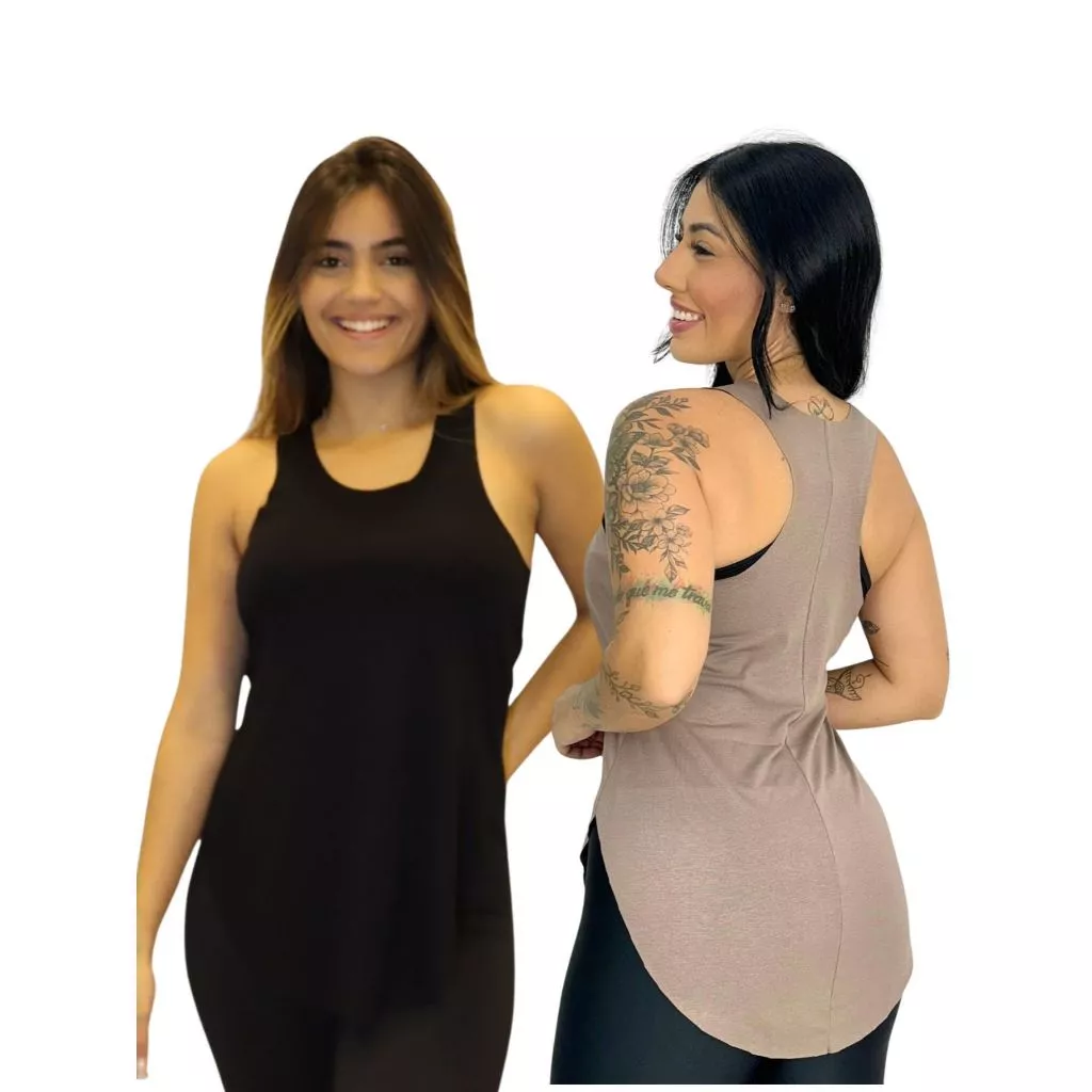 Kit 2 Regatas Tapa BumBum Fitness Academia 10826