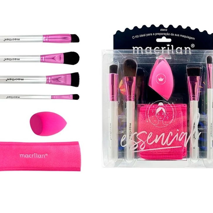 KIT ESSENCIAL COM 4 PINCEIS - 1 ESPONJA - 1 FAIXA COM VELCRO