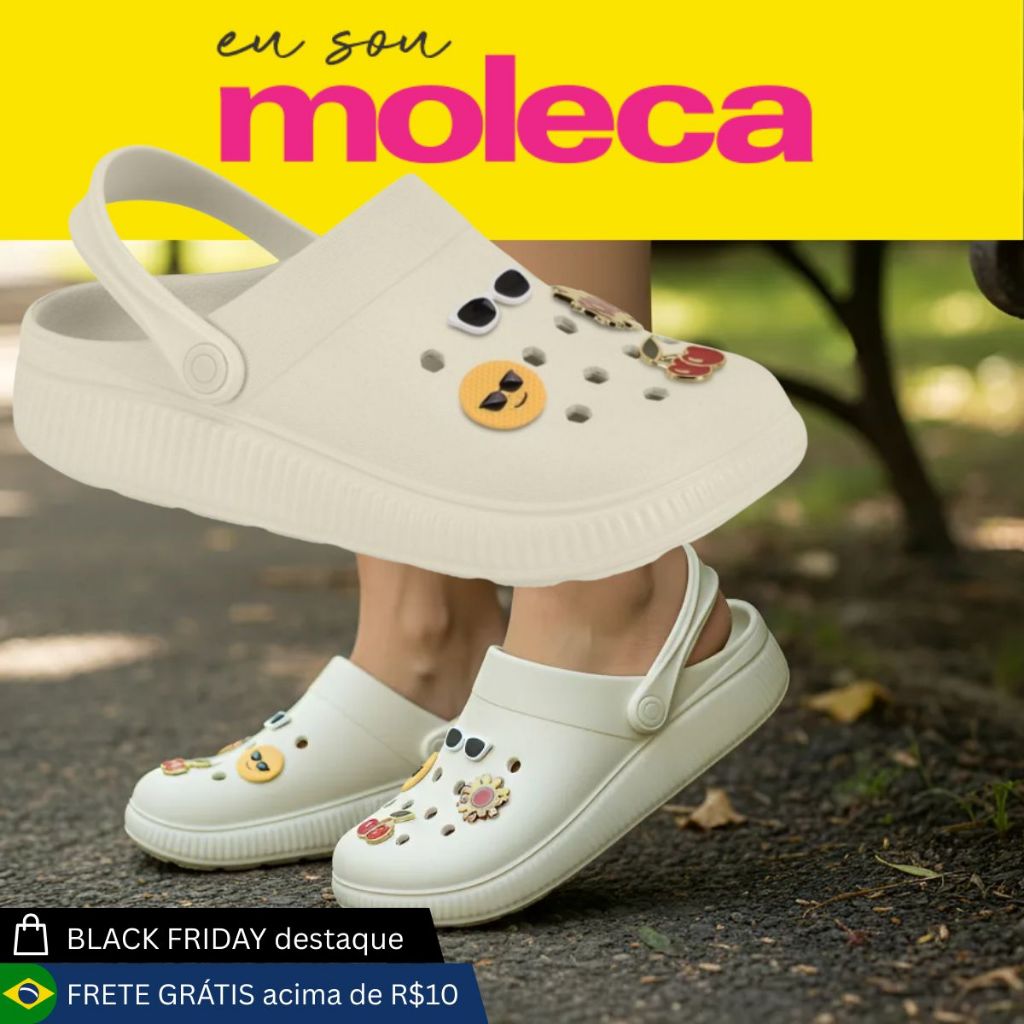 Chinelo Babuche Moleca Sandália Feminina Eva Leve Confortável Original Casual Ortopédico Enfeite