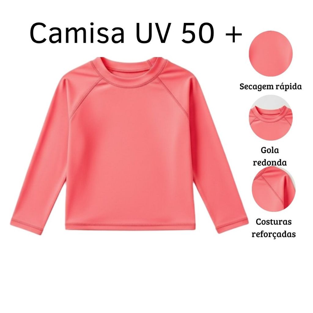 Camisa UV50+ Proteção Solar Infantil Premium Moda Bebê e Juvenil Menino 1 a 12 Anos