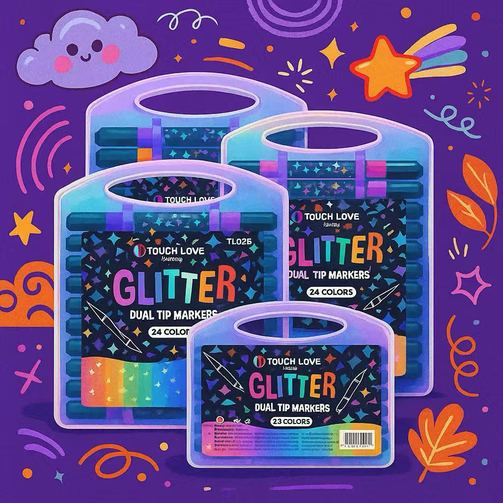 Marcador metálico 12/24/36/48 caneta de glitter de cabeça dupla marcador de cabeça dupla brilhante