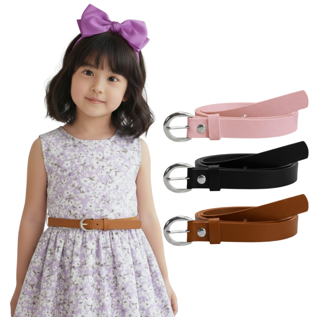 Kit 3 Cintos Infantil Fino Moda Kids para Meninas Fivela Prata Delicada para Vestido - Sofia em Oferta na Shopee
