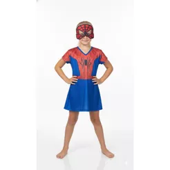 Fantasia infantil Roupa Vestido Menina Aranha com Máscara