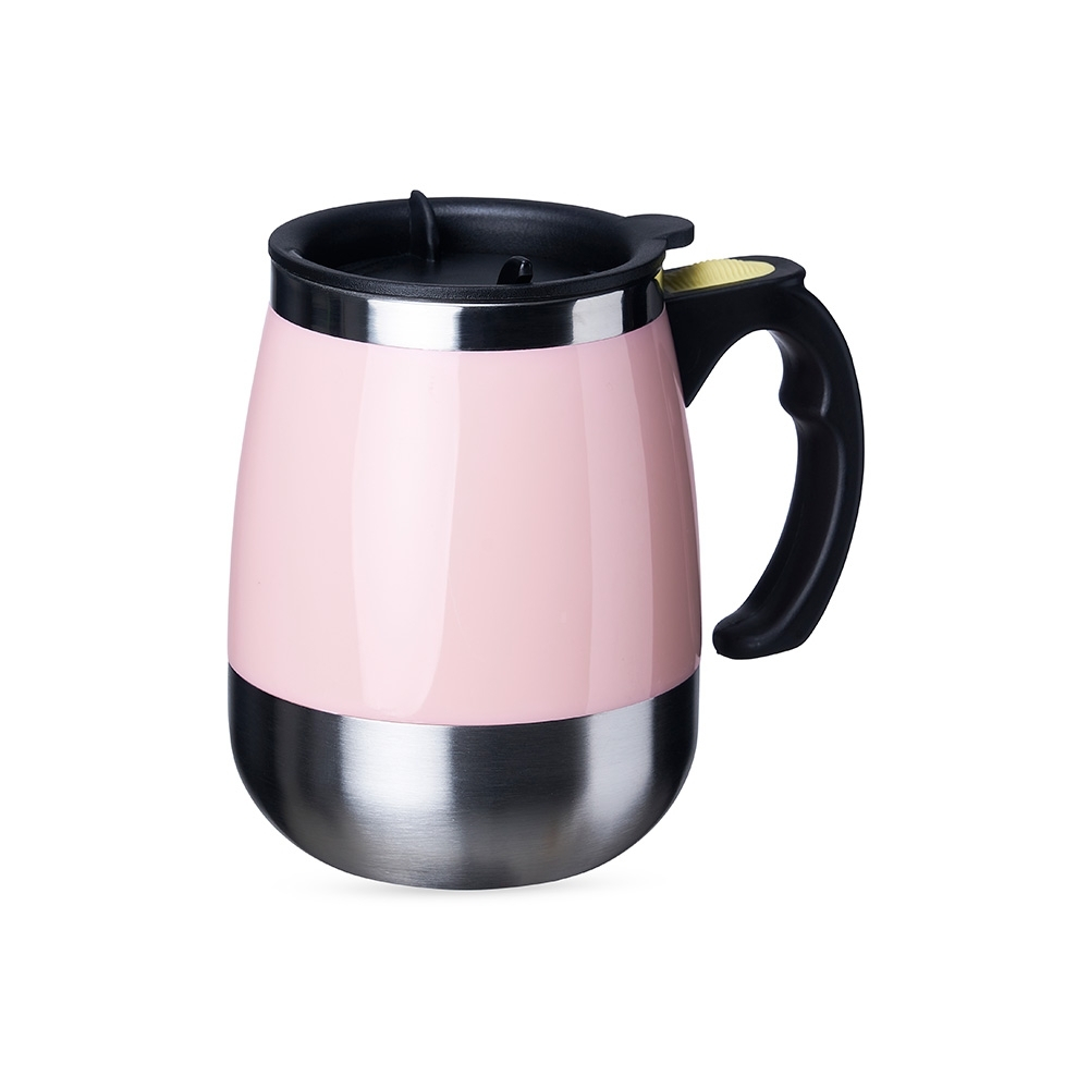 Caneca Isotérmica Com Misturador Elétrico Para Café E Achocolatado | Mixer Automático 350ml Inox Com Tampa C/ Trava.