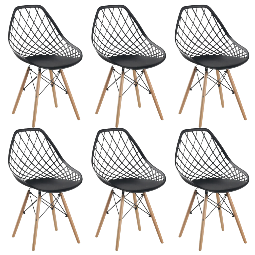 Conjunto 6 Cadeiras Clarice Cloe Kaila Madeira Movescan Preta em Oferta na Shopee