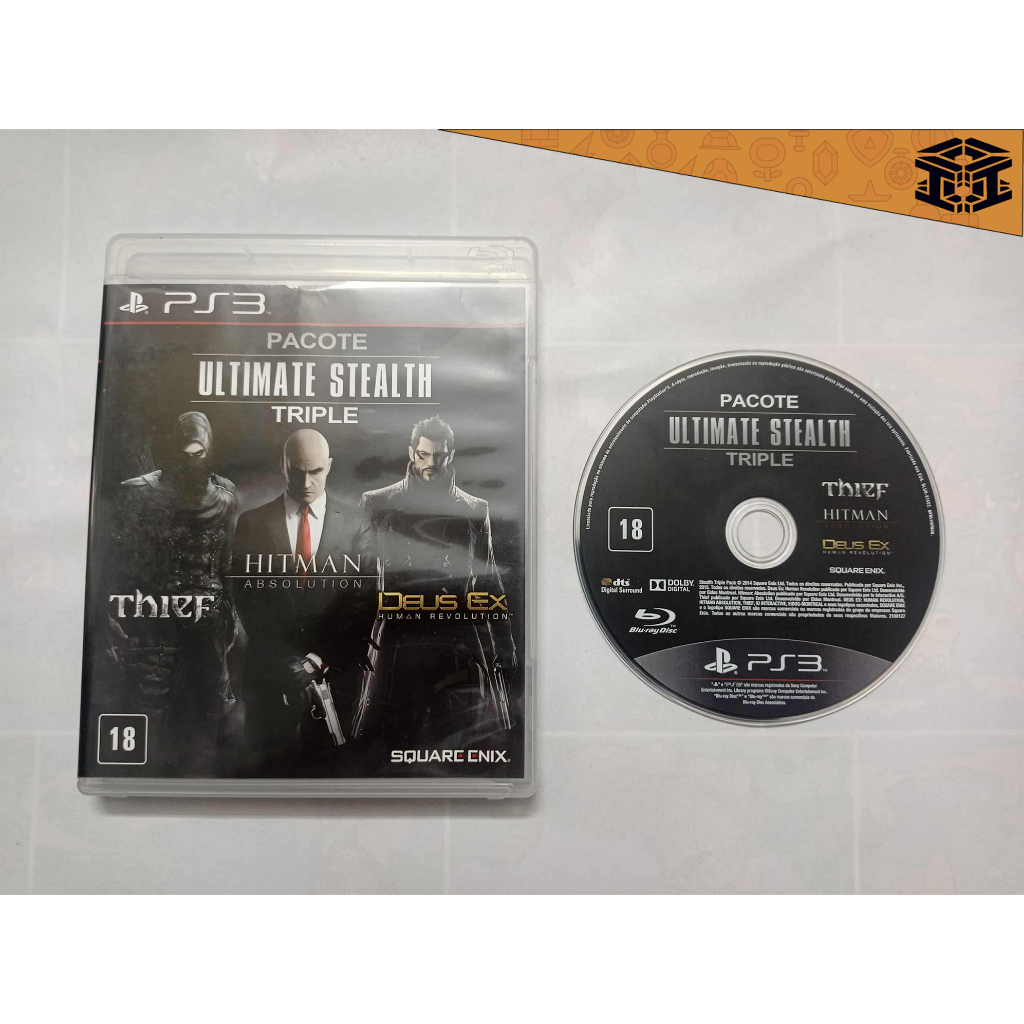 Ultimate Stealth Triple Hitman Absolution Thief Deus Ex Human Revolution Playstation 3 Ps3 Original Funcionando Perfeita