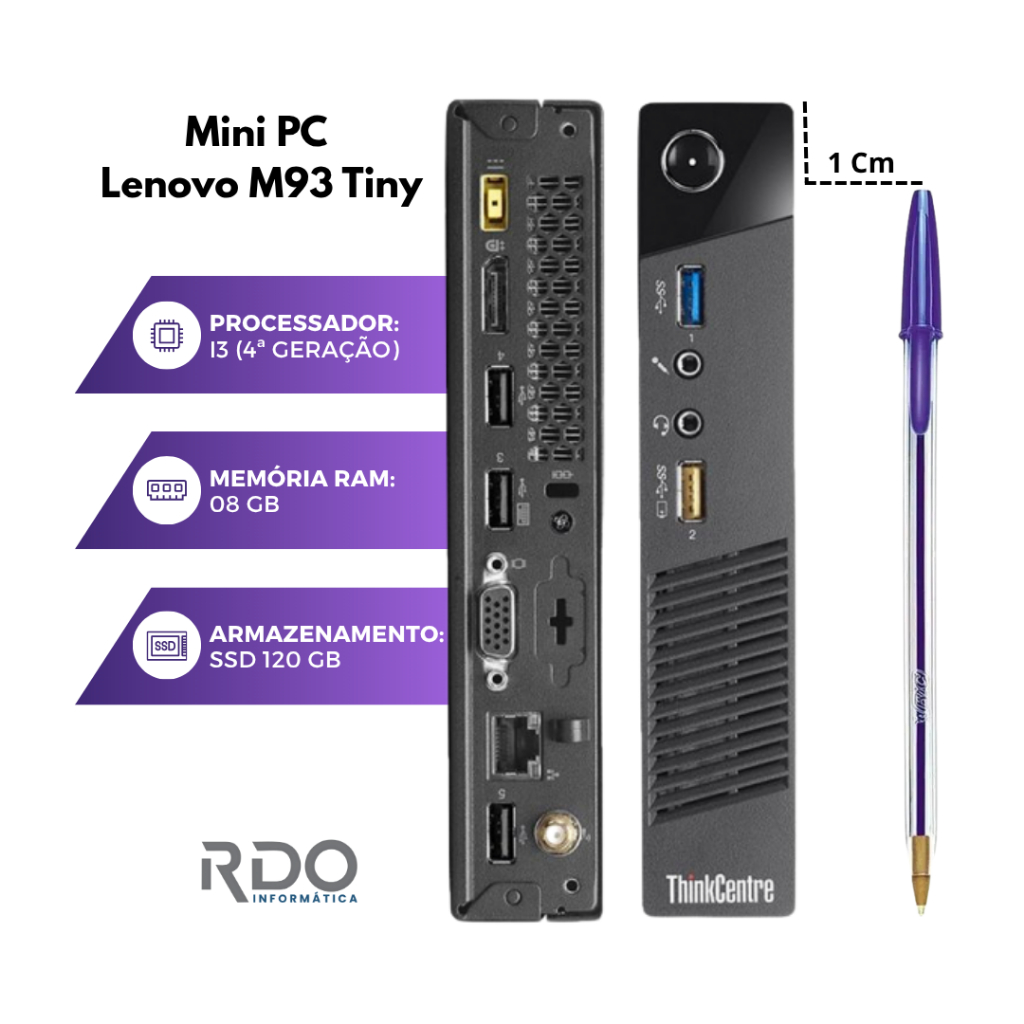 Computador Mini PC Lenovo ThinkCentre M93 Tiny i3 8GB SSD - Compacto ideal para call center