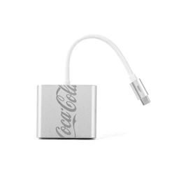 Hub USB-C 3 em 1 Adaptador HDMI USB 3.0 PD 85W Notebook MacBook Alumínio Branco Coca-Cola