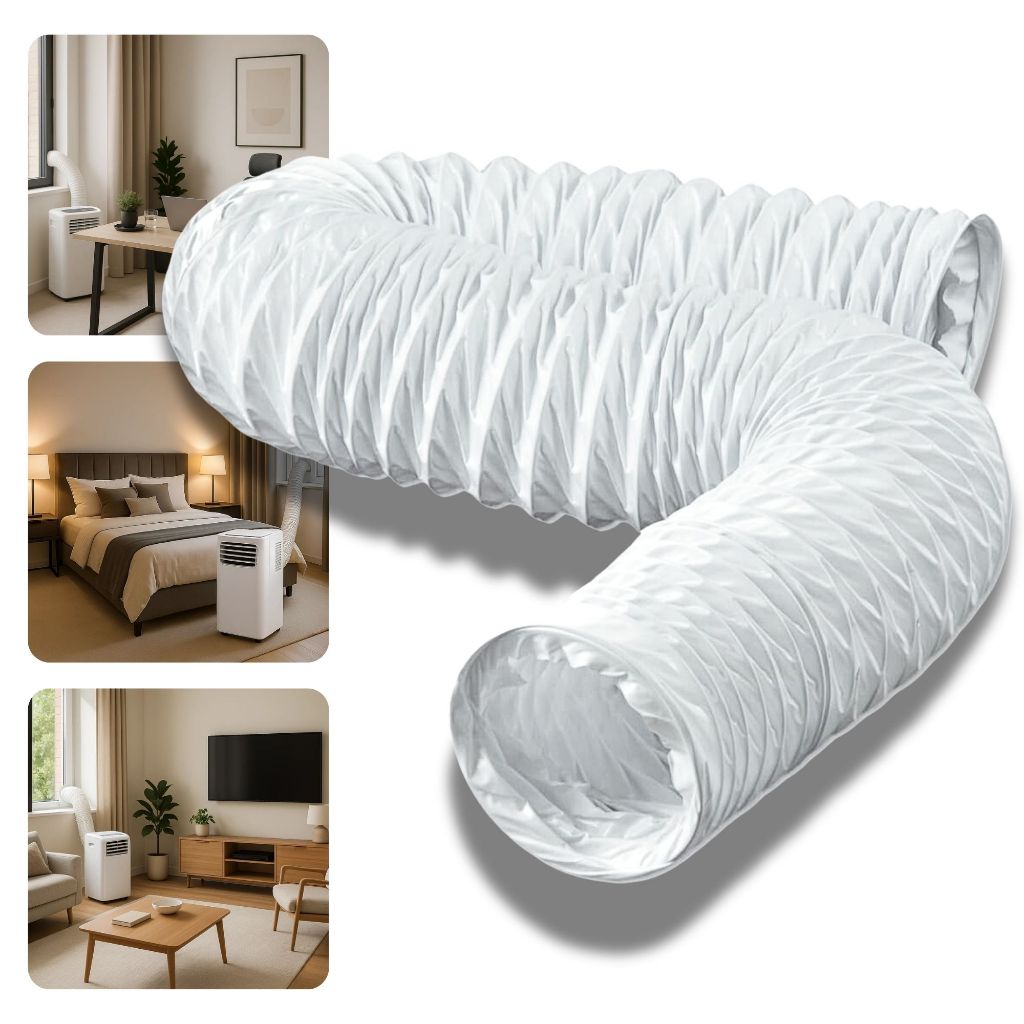 Duto PVC 5 Metros 6" Polegadas 150mm Flexivel Ventilação Exaustor Coifa Ar Condicionado Portátil