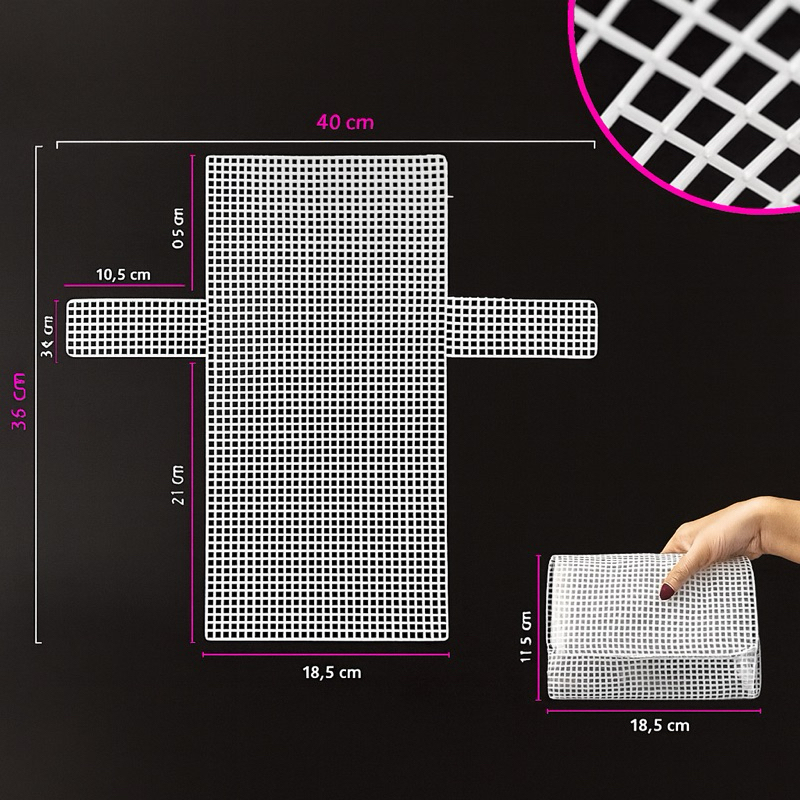 Malha chenille para bolsa 40x36cm 5mm (tela plástica)