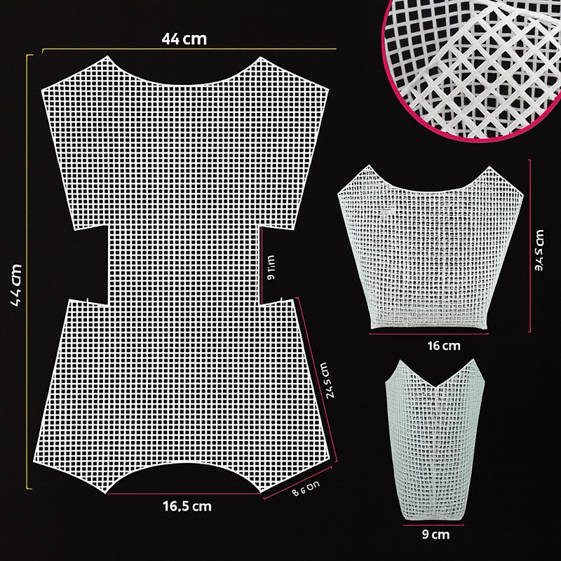 Tela malha chenille para bolsa 32cmx44cm 5mm furo em Oferta na Shopee