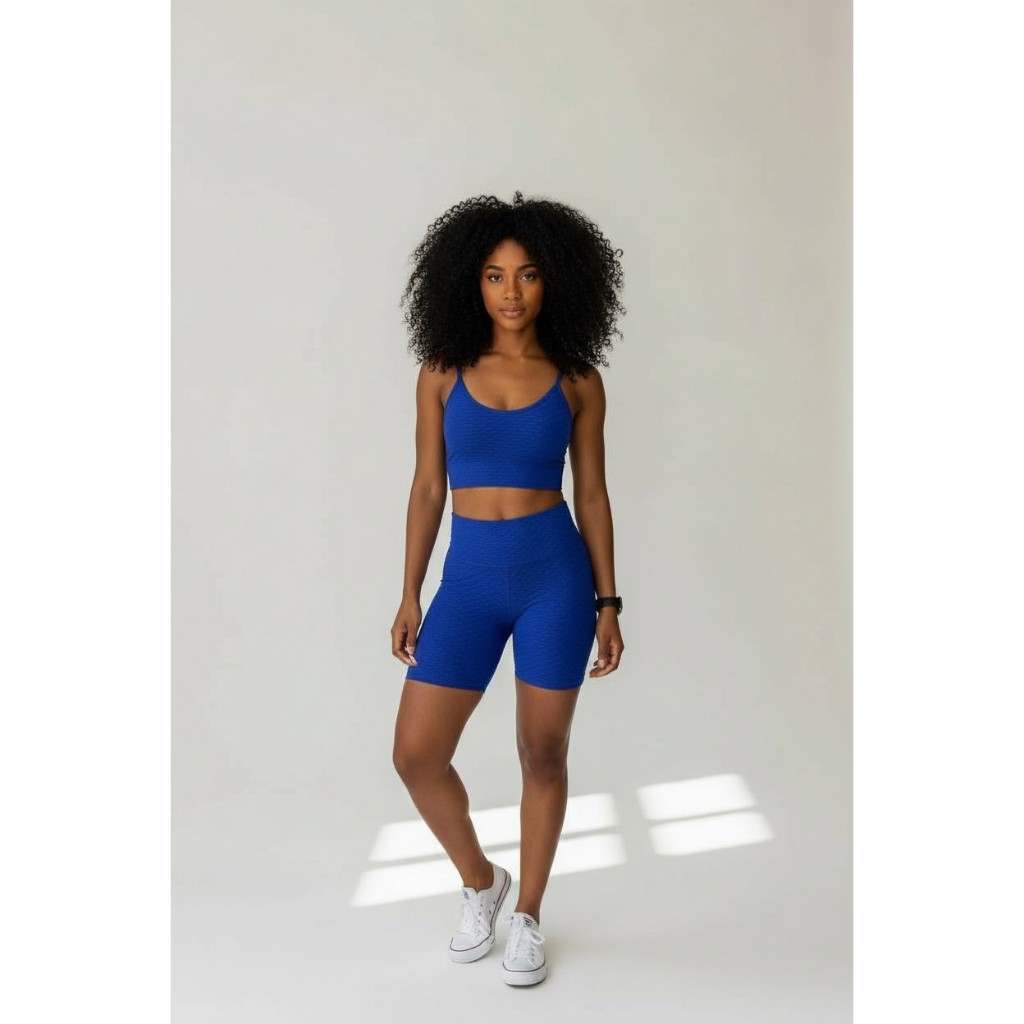 Conjunto Fitness Top + Shorts Bolha - Kit  Academia Zero Transparência modeladora e confortável