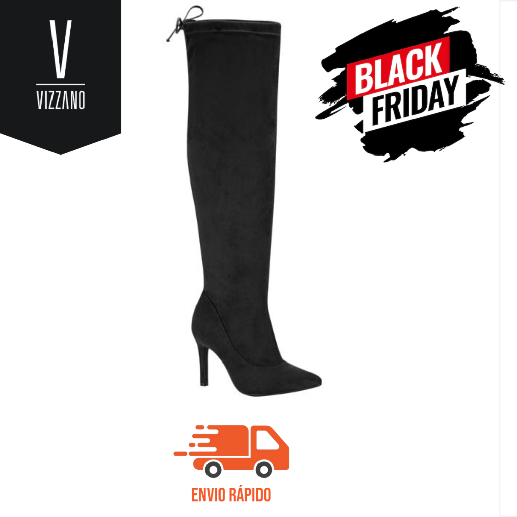 Bota Over The Knee Feminina Vizzano Camurça | Cano Alto Confortável – Black Friday