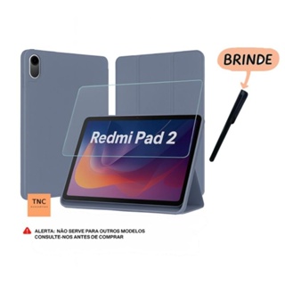 Capa Redmi Pad 2 2025 Com Fechamento Magnético PU Premium + Película de Vidro + Caneta com touch universal de brinde. em Oferta na Shopee