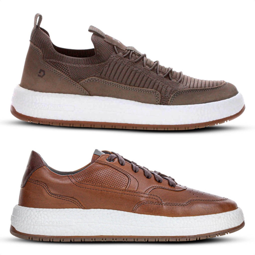 Tênis Masculino Democrata Denim Drake Pulse Marrom Casual Confortável em Oferta na Shopee