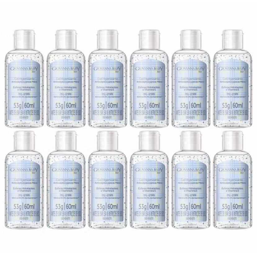 Kit 12 Gel Giovanna Baby Higienizador alcool Blue(azul) 60ml em Oferta na Shopee