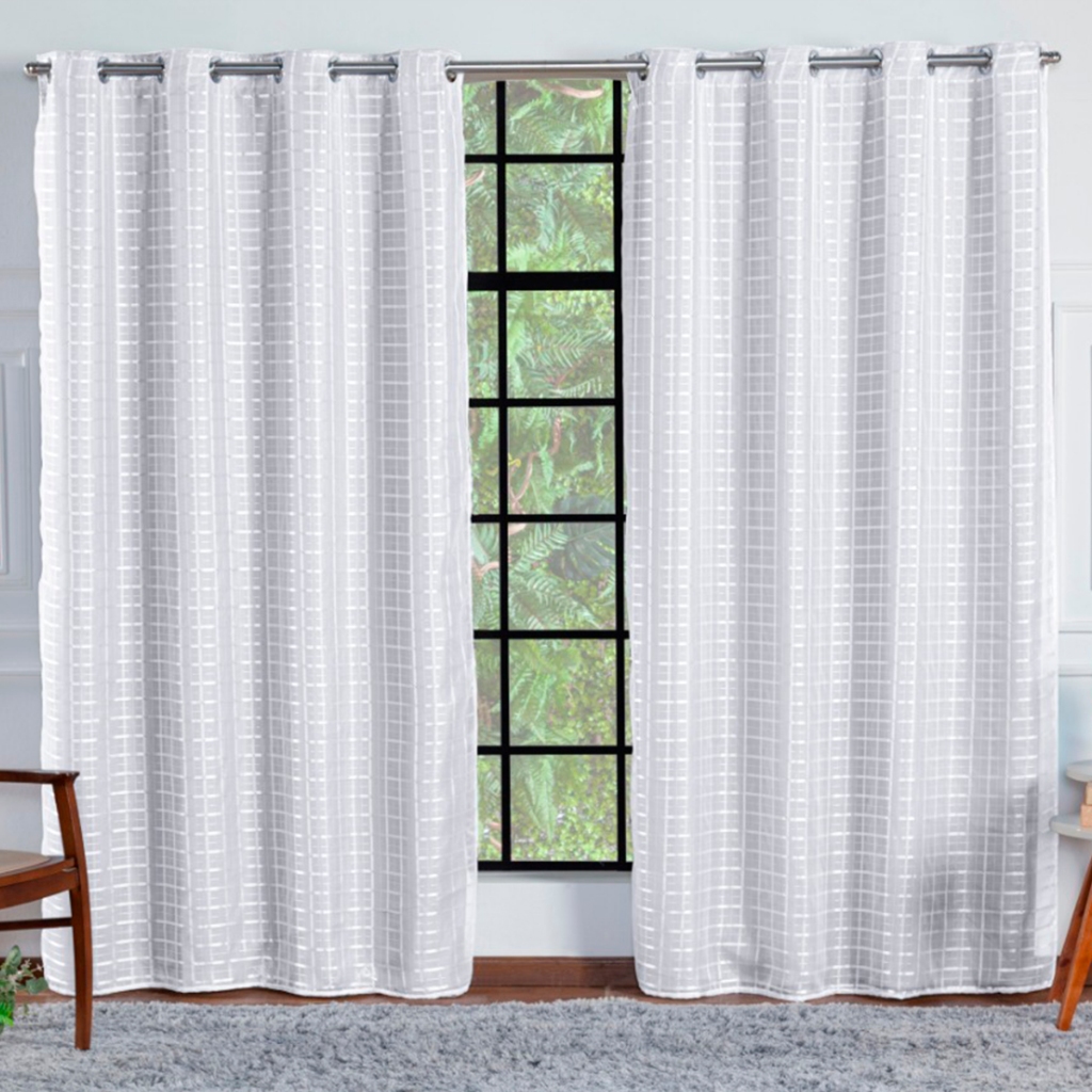 Cortina Para Sala Blecaute com Voil Xadrez 2,80x2,30 Blackout Para Quarto em Oferta na Shopee