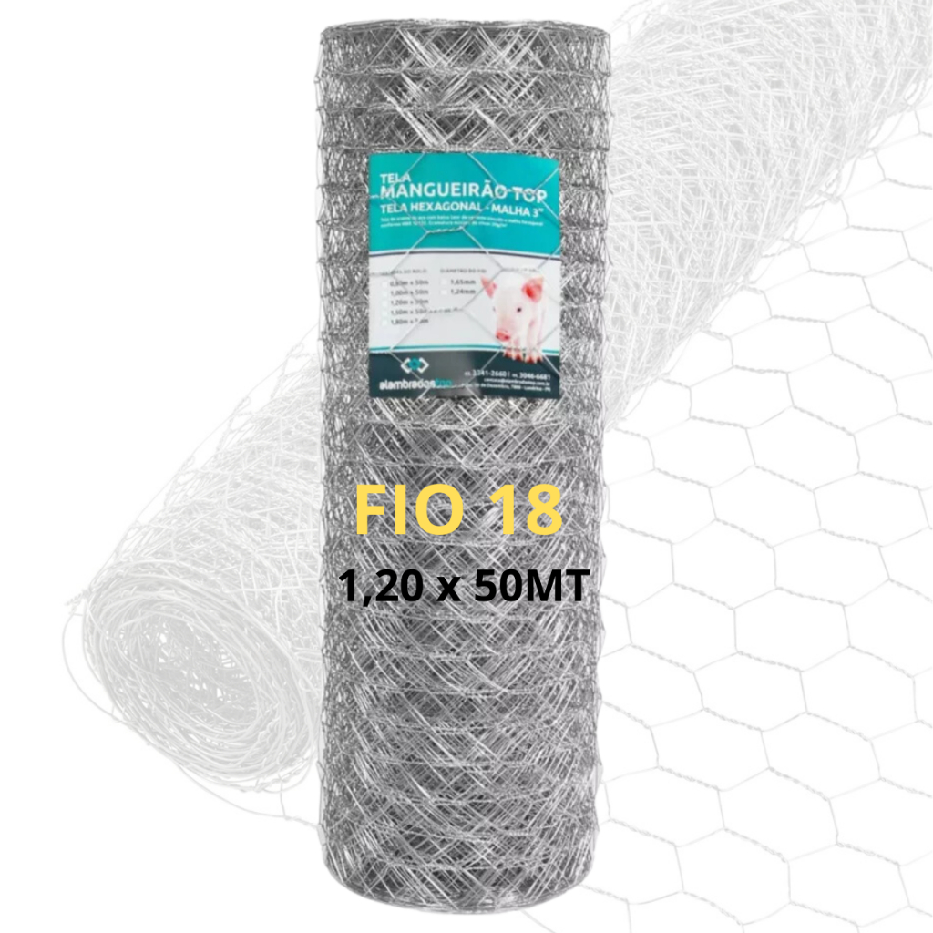 Tela Hexagonal Mangueirão 1,20m x 50m Galvanizado Fio 18  Malha 3"  Ideal para Cercas e Animais em Oferta na Shopee