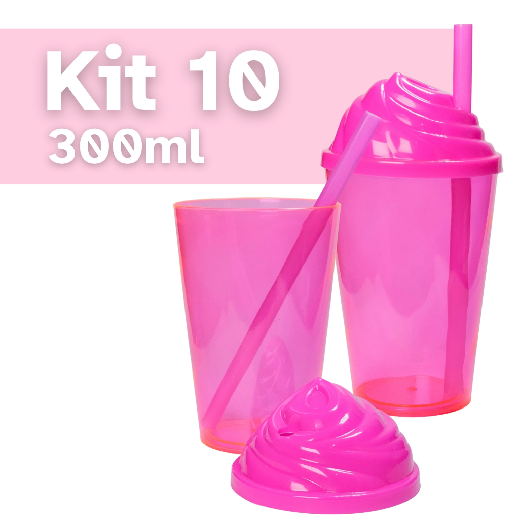 Kit 10 Copo Twister 300 Tampa Chantily Canudo Atacado Varejo Festa Brinde Aniversário Lembrancinha em Oferta na Shopee