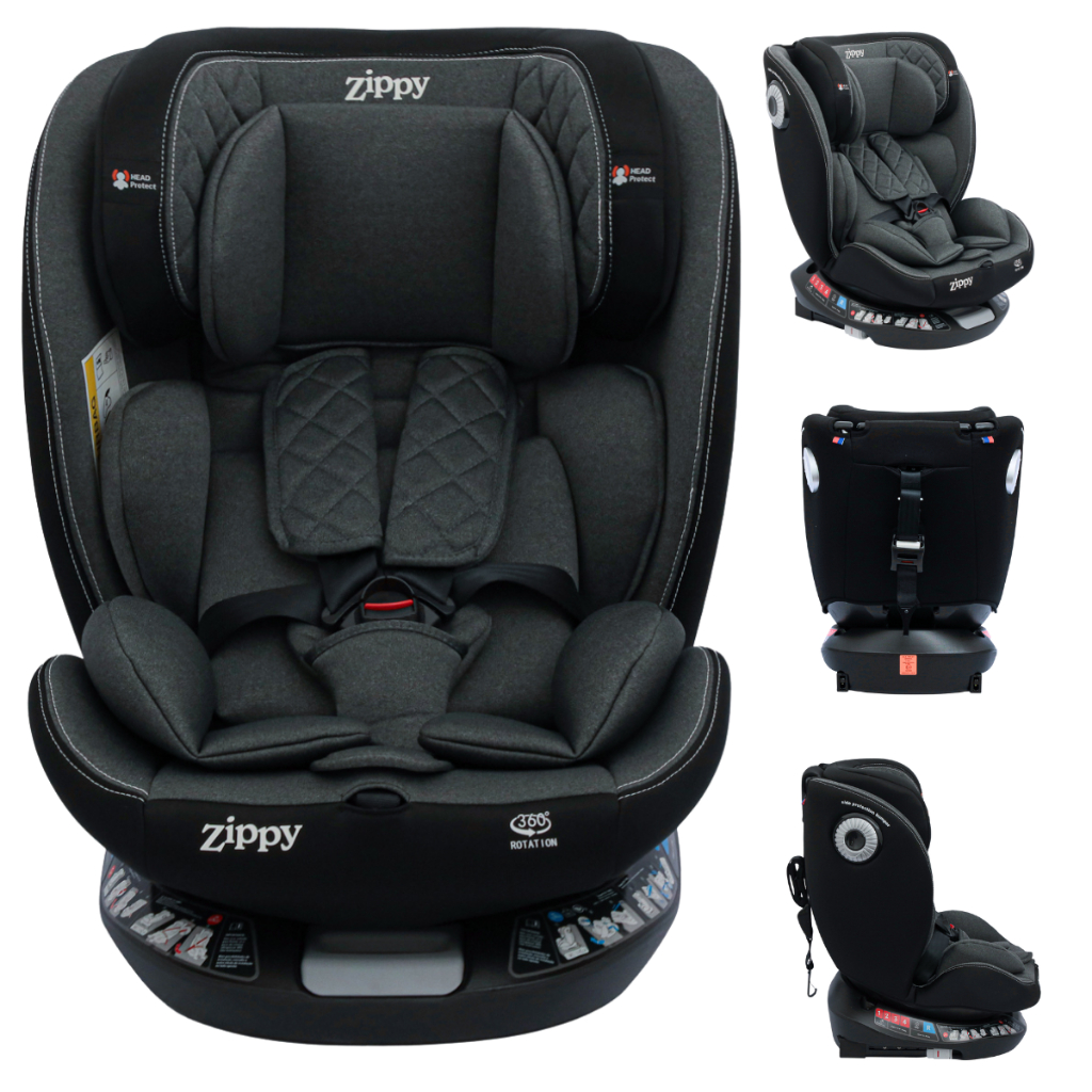Cadeira Cadeirinha Bebê Conforto Auto Carro Isofix Giro 360 Suporta 36kg Grupo 1 2 3 Preta Cinza