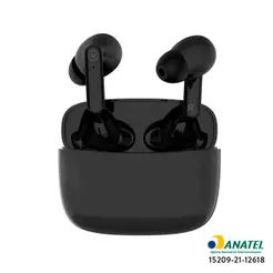 Fone de Ouvido Bluetooth 5.1 Sem Fio TWS com Microfone e Estojo Carregador Preto Flow iWill