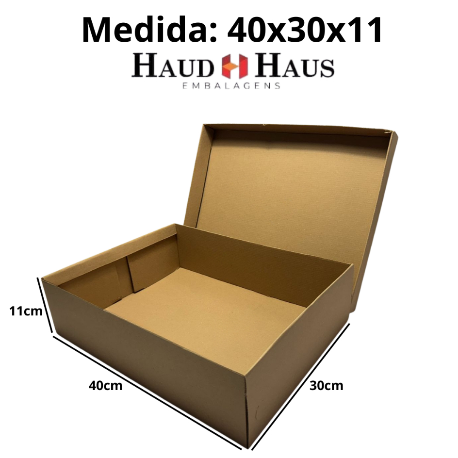 Kit 20 Caixas 40x30x11 Parda Tampa Removivel