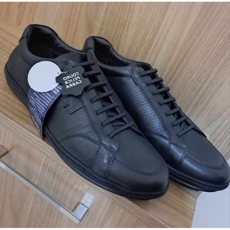 Sapatênis Tênis Masculino Couro Legítimo Preto Tam.39 Original Jota Pe Calce Fácil. Super Oferta!!!!