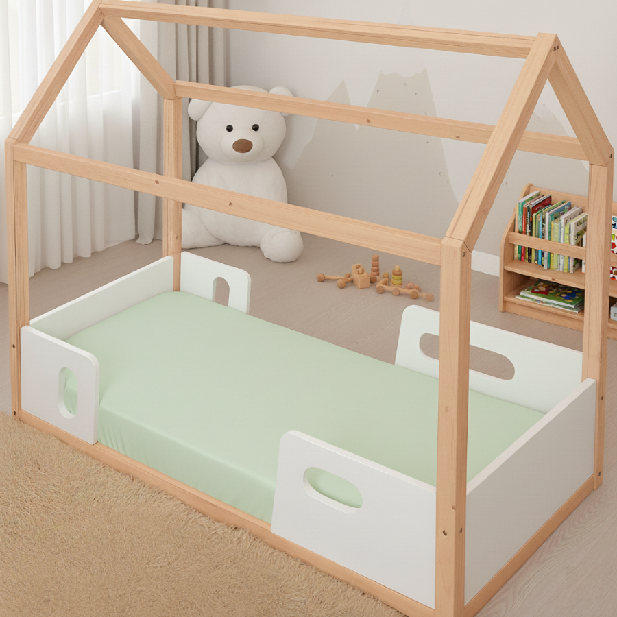 Lençol Cama Montessoriana 150X70cm com Elastico Percal 400 fios Macio Antialérgico