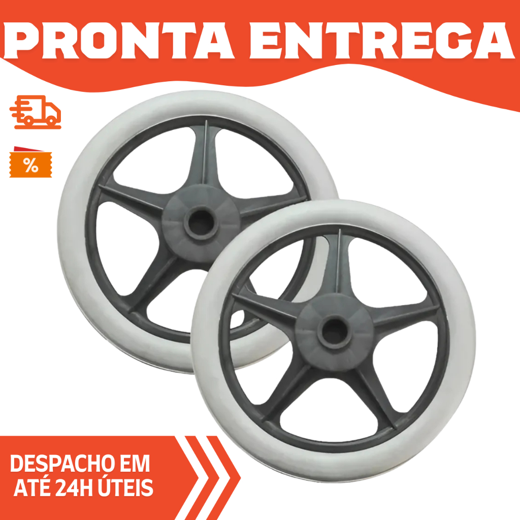 Roda Traseira Aro 16 Nylon com Pneu Cadeira de Rodas
