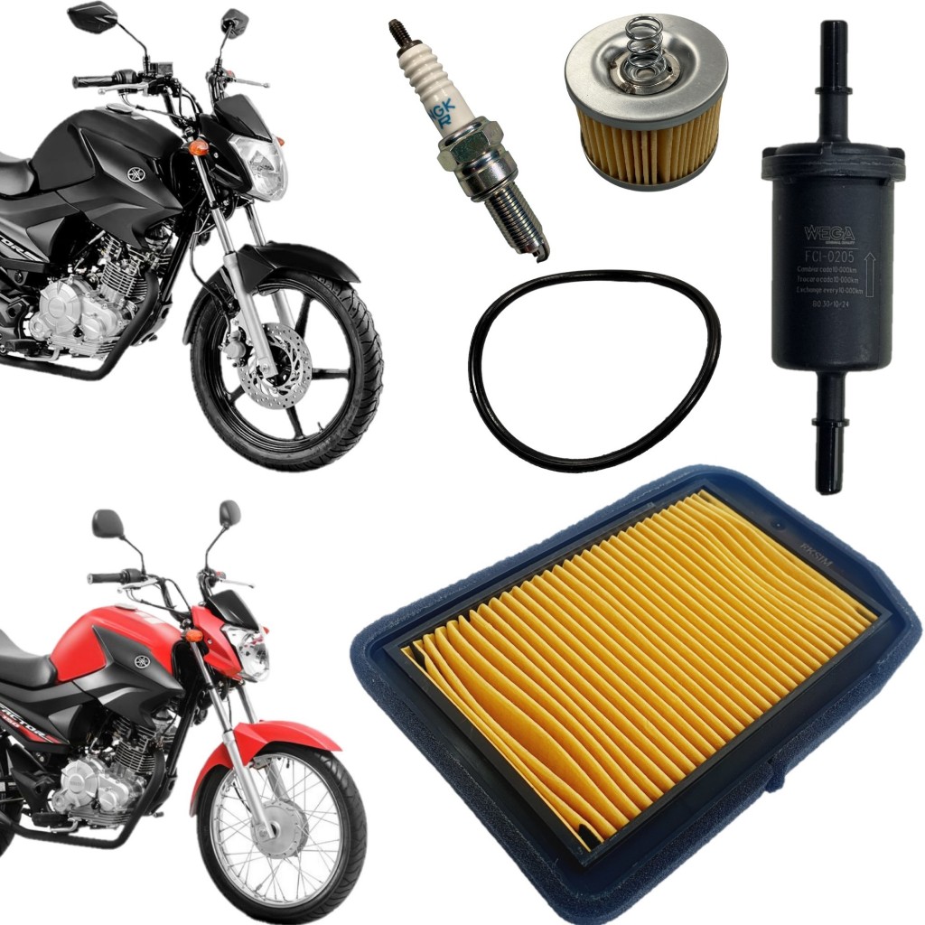 KIT REVISÃO YAMAHA FACTOR 125i 150 FILTRO OLEO AR COMBUSTIVEL FLEX E VELA NGK 125 YBR