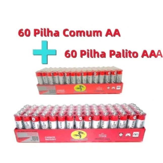 Kit 120 Bateria(60 Pilha AA + 60 Pilha AAA)