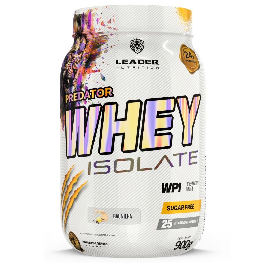 WHEY ISOLADO (PT) 900G PREDATOR WHEY ISOLATE LEADER NUTRITION SUPLEMENTOS MUSCULARES