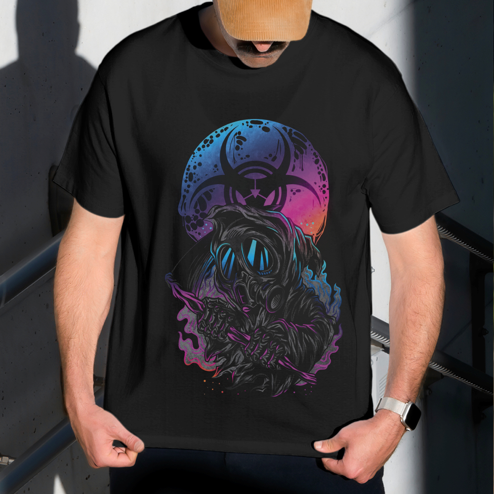 Camiseta Masculina Estampa Proteção Radioativa 100%Algodão Estilo Conforto Diário Do Tamanho P ao GG