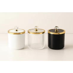 Kit 2 Porta Cotonete Algodão Higiene Acrílico Tampa Maquiagem Sala Quarto Multiuso Hermético