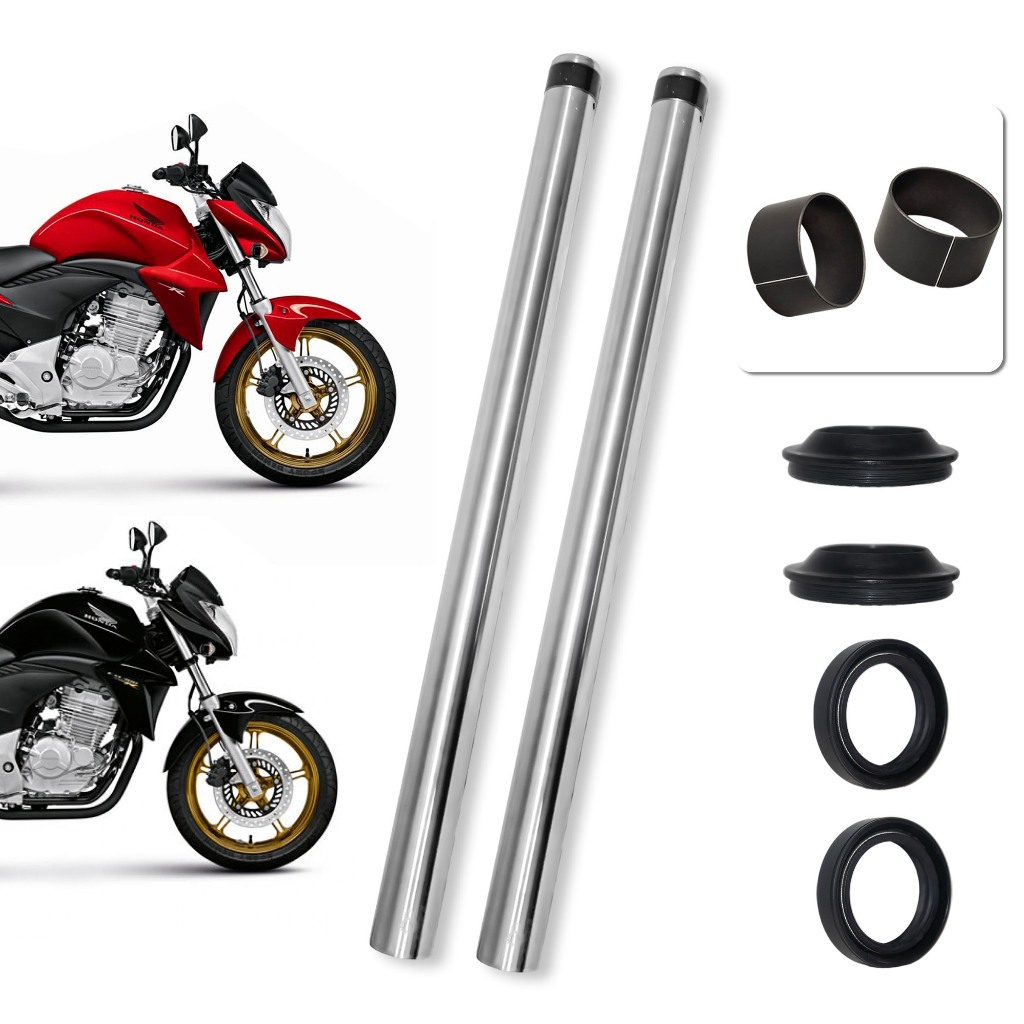 Par Tubo Interno Cilindro Bengala CB 300R 2009 a 2015 + Dois Retentor Bengala