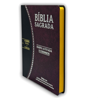 BÍBLIA SLIM LARGE ARC C/ HARPA PU BICOLOR - VINHO E PRETO em Oferta na Shopee