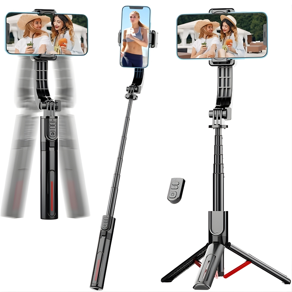 Gimbal C08 Estabilizador Tripé 360° Anti-tremor para Transmissão ao Vivo + Selfie Stick Bluetooth